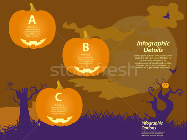 Halloween infografika tökök ijesztő fa hold Stock fotó © elaine