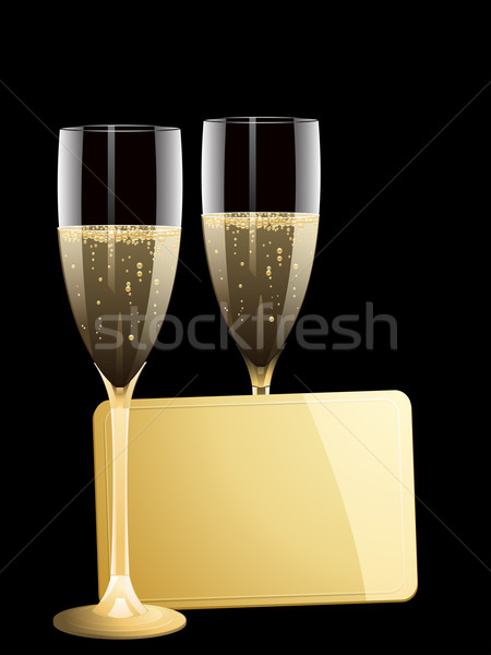 Champán oro mensaje etiqueta dos gafas Foto stock © elaine
