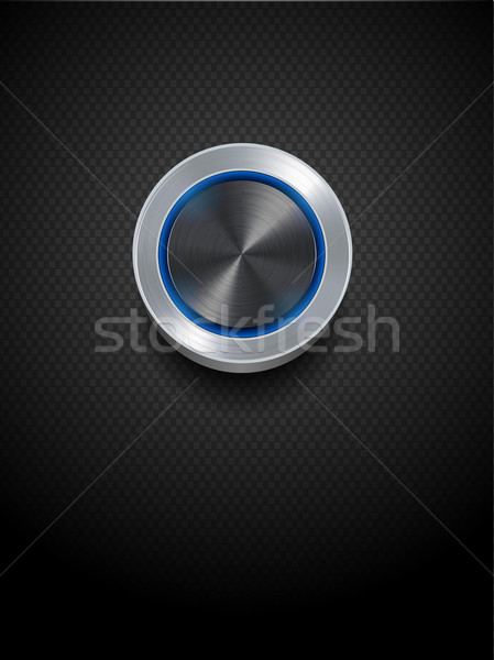 Silver button with glowing neon on black Stock photo © elaine