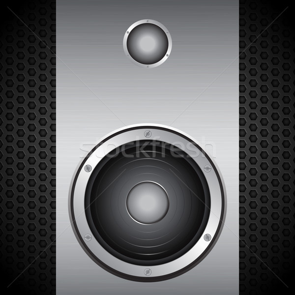Big speaker on brushed metallic background Stock photo © elaine