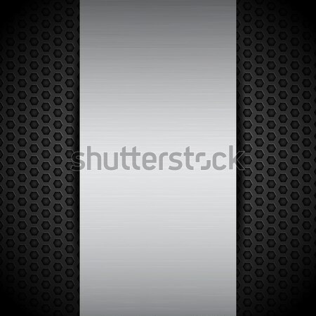 brushed metallic panel on black mesh Stock photo © elaine
