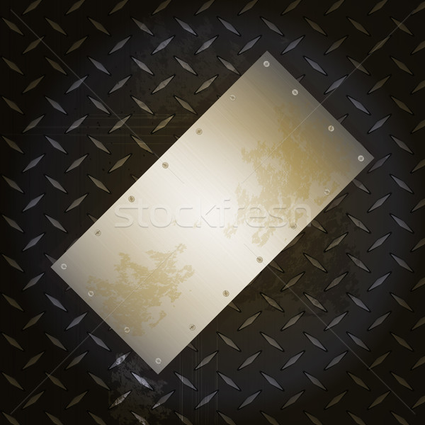 Black metallic diamond plate with grunge brushed metal panel Stock photo © elaine