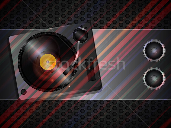 Record deck and speaker on metallic background Stock photo © elaine