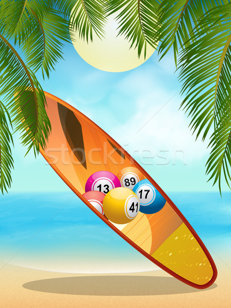 Tropica beach with bingo surfboard Stock photo © elaine