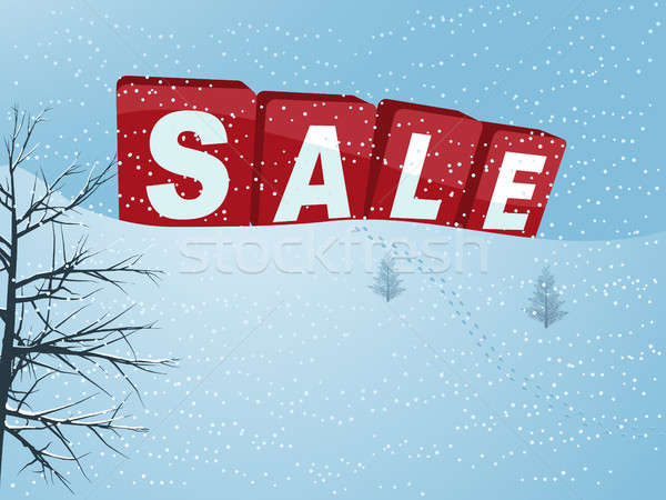 Stock photo: Winter sale in 3D letters over snow hill background