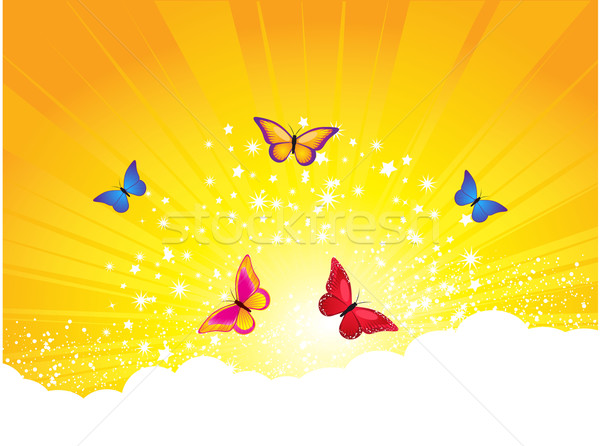 Abstract vlinder vlinders Geel sterren hemel Stockfoto © elaine