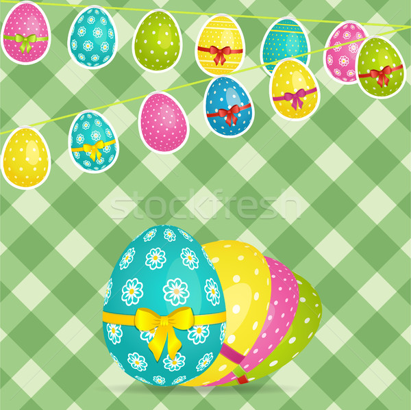 Easter egg bunting over crossed stripes background Stock photo © elaine
