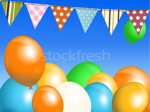 Balloons and bunting over blue sky Stock photo © elaine