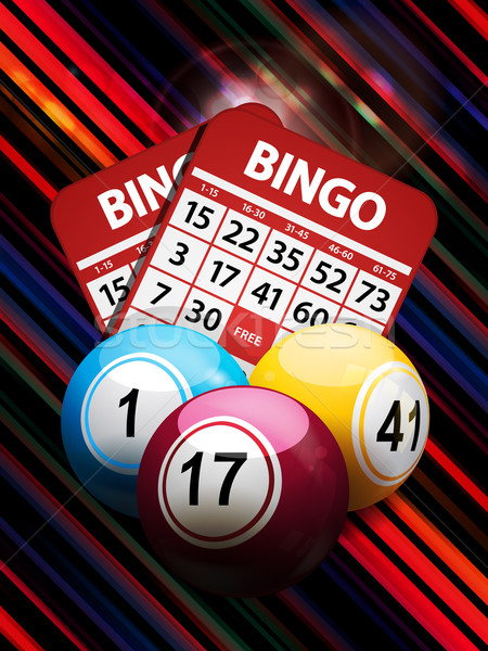 Bingo balls and cards on striped background Stock photo © elaine