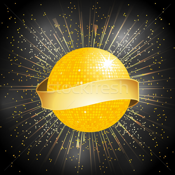 Zdjęcia stock: Disco · ball · banner · star · wybuch · złoty · czarny