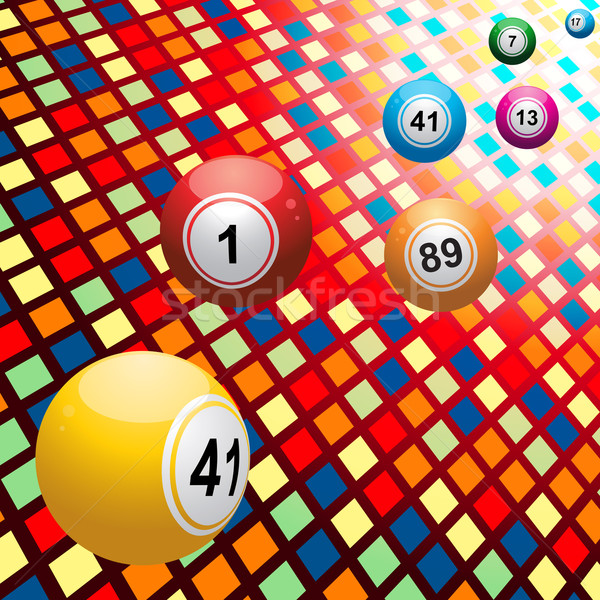 Bingo balls on coloured 3D mosaic background Stock photo © elaine