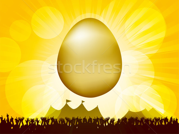 イースター 金の卵 群衆 3D イースターエッグ ストックフォト © elaine