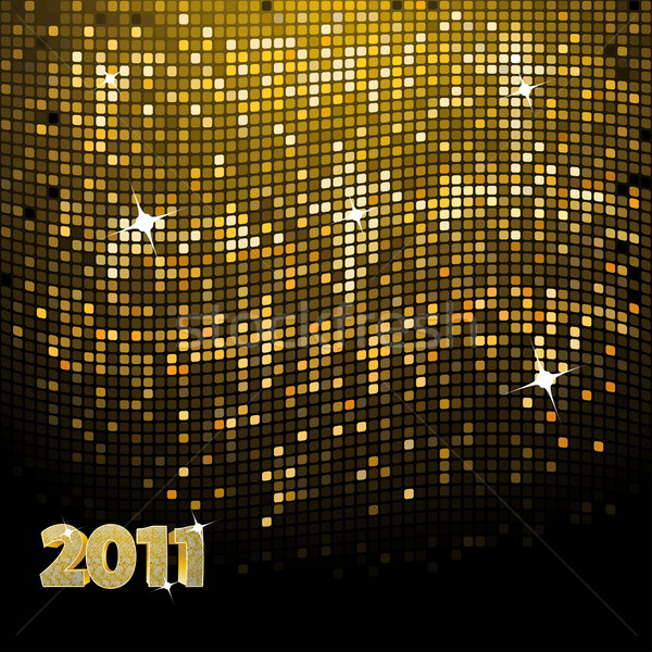 Pezsgő új év arany mozaik 2011 üzenet Stock fotó © elaine