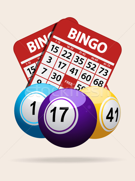 Foto stock: Bingo · vermelho · cartões · sombra · branco