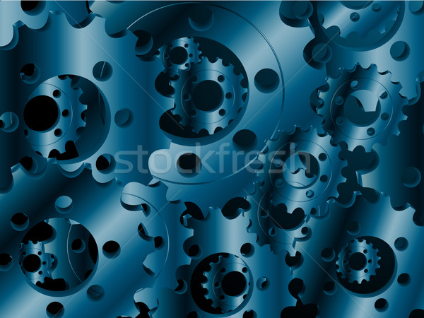 Metallic blau Zahnräder Mechaniker 3D schwarz Stock foto © elaine