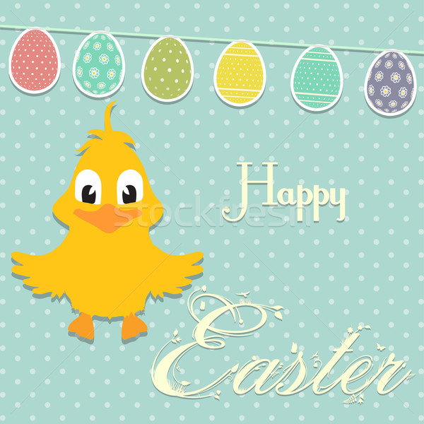 Easter border background with chick and bunting Stock photo © elaine