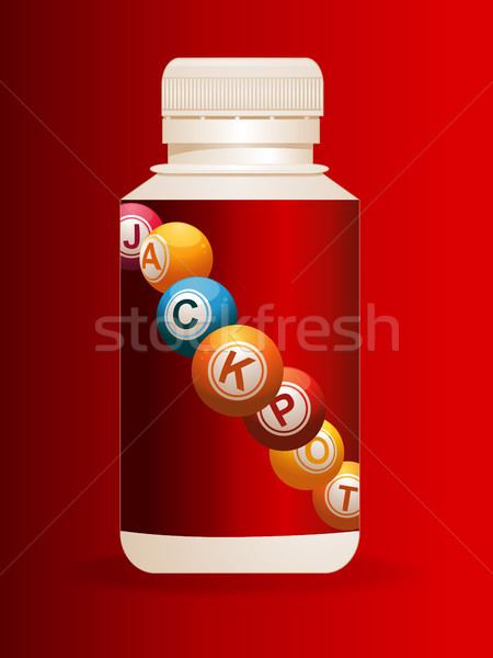 Jackpot Kunststoff Flasche rot 3D-Darstellung Pillen Stock foto © elaine
