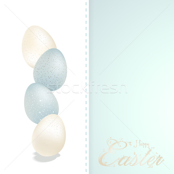 Easter blue and white speckled eggs and panel Stock photo © elaine