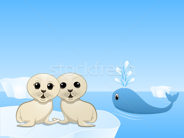 Dwa cute baby wody charakter lodu Zdjęcia stock © elaine