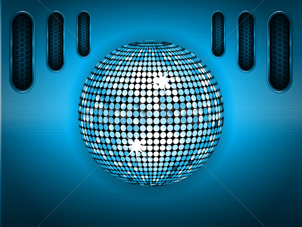 Disco ball over blue brushed metallic panel Stock photo © elaine