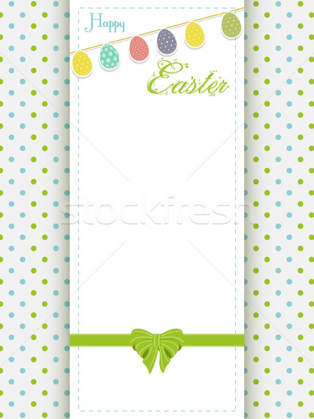 Stock photo: Happy Easter greeting card an eggs bunting