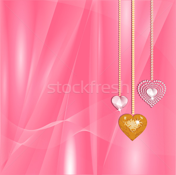 Валентин золото шелковые сердцах подвесной розовый Сток-фото © elaine