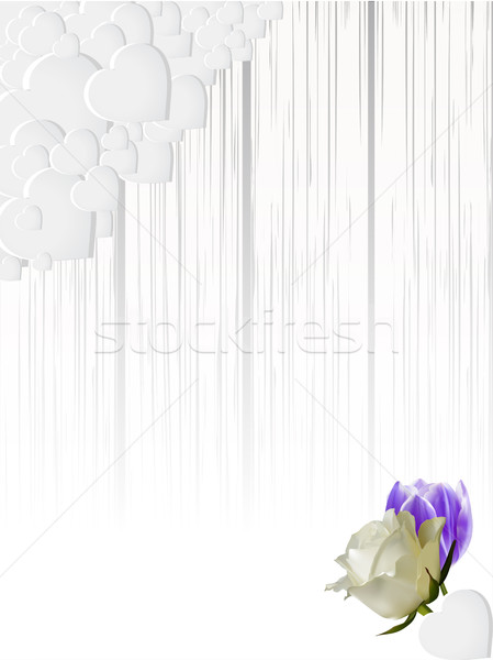Shading white wood panel with hearts and flowers Stock photo © elaine