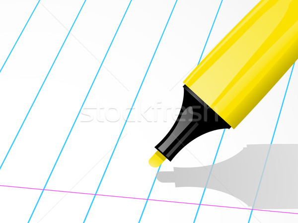 Szövegkiemelő toll szabály papír citromsárga ír Stock fotó © elaine
