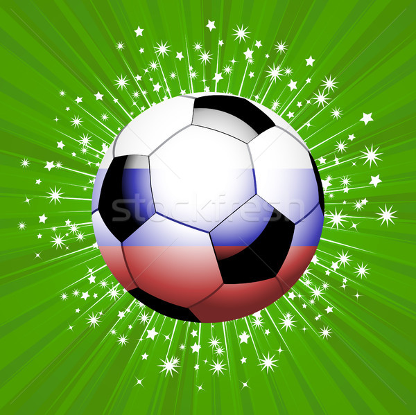 Football soccer ball in red blue and white on star burst Stock photo © elaine