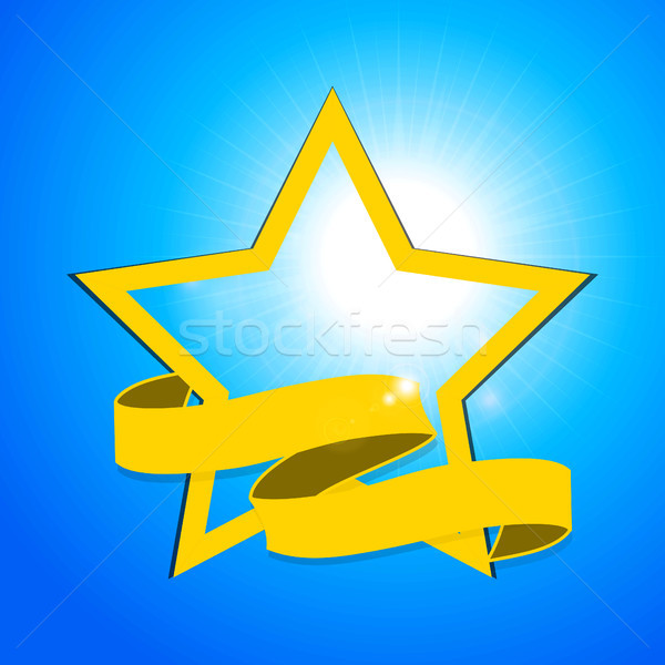 Foto stock: Amarelo · estrela · bandeira · blue · sky · brilhante · ensolarado