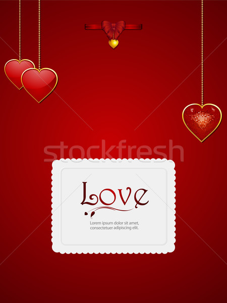 Valentin napi üdvözlet szív íj piros szeretet arany Stock fotó © elaine