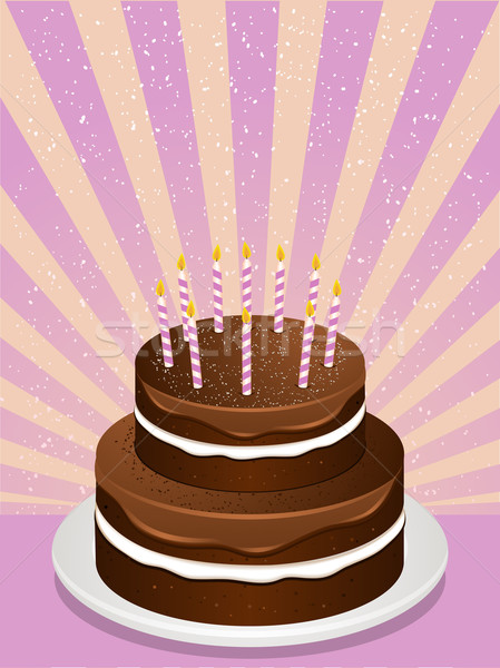 Csokoládé születésnapi torta kettő gyertyák torta krém Stock fotó © elaine