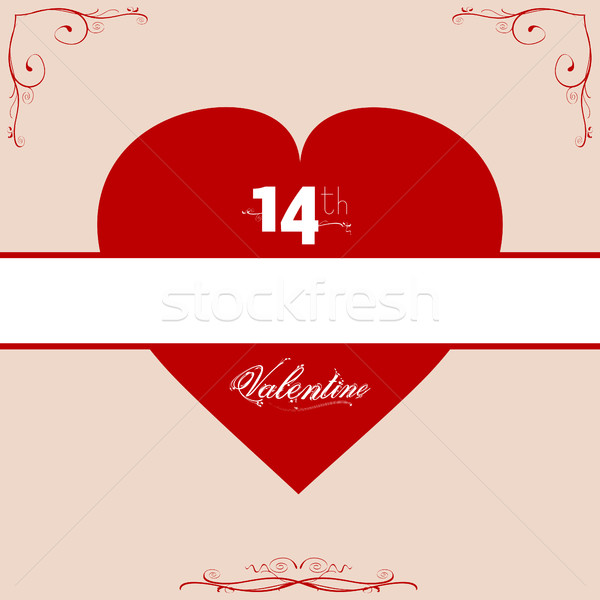 14th Valentine red heart with floral frame Stock photo © elaine