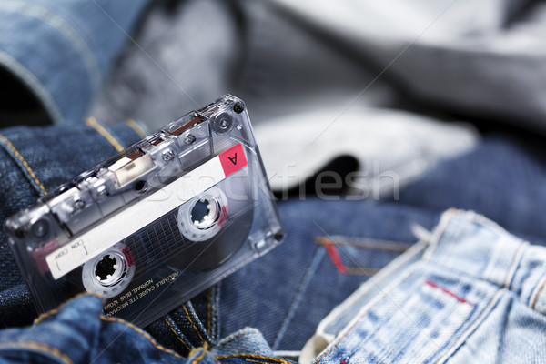 Audio Kassette Denim unterschiedlich Jeans pants Stock foto © eldadcarin