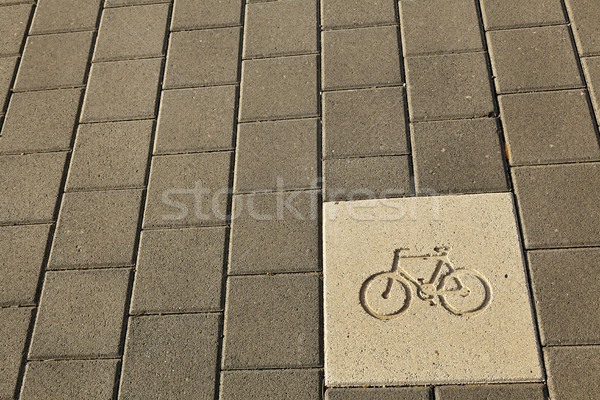 Bicikli út felirat diagram gravírozott járda Stock fotó © eldadcarin