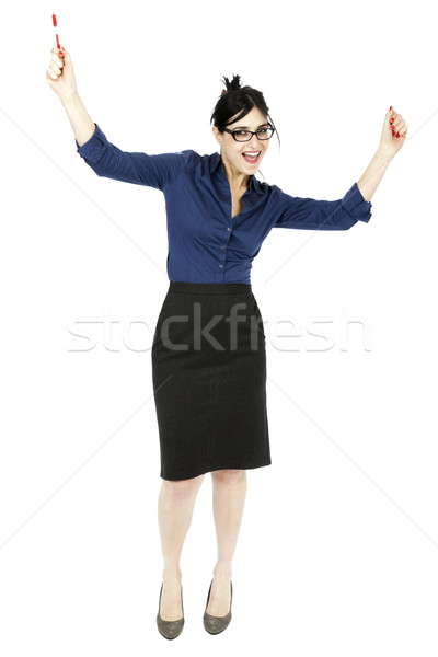 Cheering Business Woman Stock photo © eldadcarin