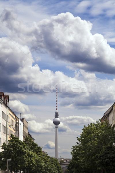 Televisão torre fernsehturm ver blocos edifícios Foto stock © eldadcarin