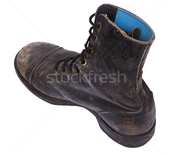 Isolated Used Army Boot - High Angle Diagonal Heel Stock photo © eldadcarin