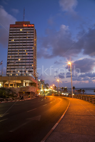 Tel-Aviv Boardwalk & Beach at Dusk Stock photo © eldadcarin