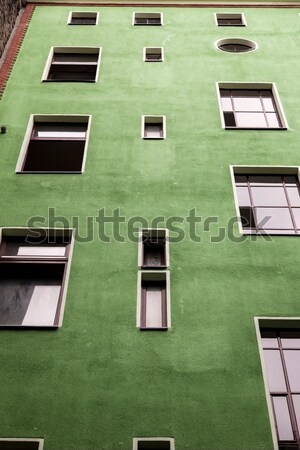 Berlin zöld épület alulról fotózva kilátás ablakok Stock fotó © eldadcarin