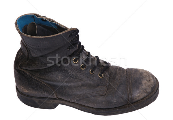 Isolated Used Army Boot - High Angle Side View Stock photo © eldadcarin