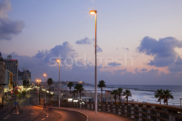 Tel-Aviv Boardwalk & Beach at Dusk Stock photo © eldadcarin