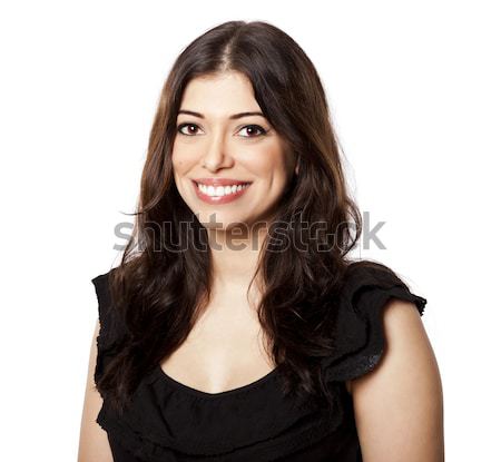 Izolált boldog nő gyönyörű fiatal felnőtt kaukázusi Stock fotó © eldadcarin