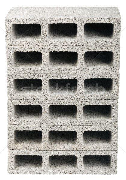 Izolált építkezés kockák hat szürke beton Stock fotó © eldadcarin