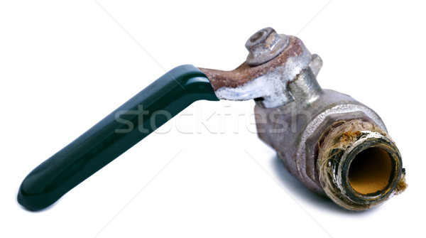 [[stock_photo]]: Isolé · brisé · plomberie · vanne · pipe · blanche