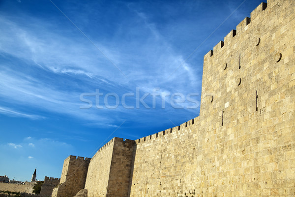 Vieux Jérusalem ville mur spectaculaire nuageux [[stock_photo]] © eldadcarin