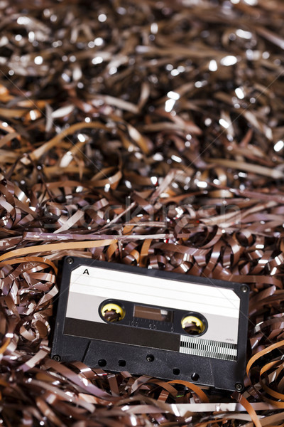 Audio kazetta mágneses szalag szelektív fekete Stock fotó © eldadcarin