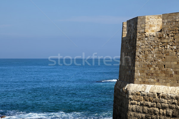 Fal fölött tenger óváros Izrael város Stock fotó © eldadcarin