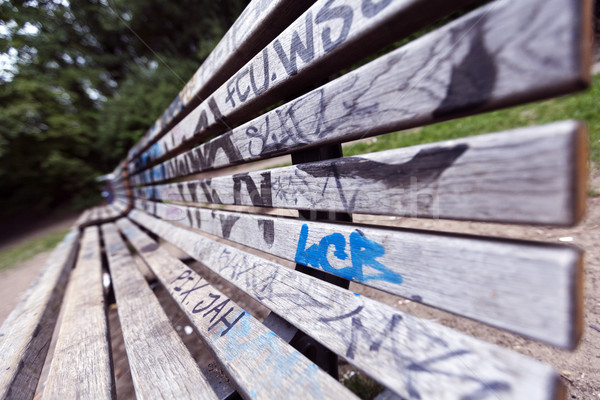 Graffiti fedett pad széles látószögű kilátás park Stock fotó © eldadcarin