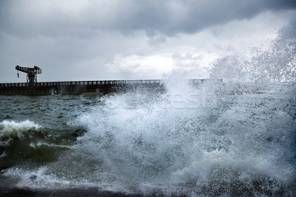 Tempestuoso porto velho porta inverno dia Foto stock © eldadcarin
